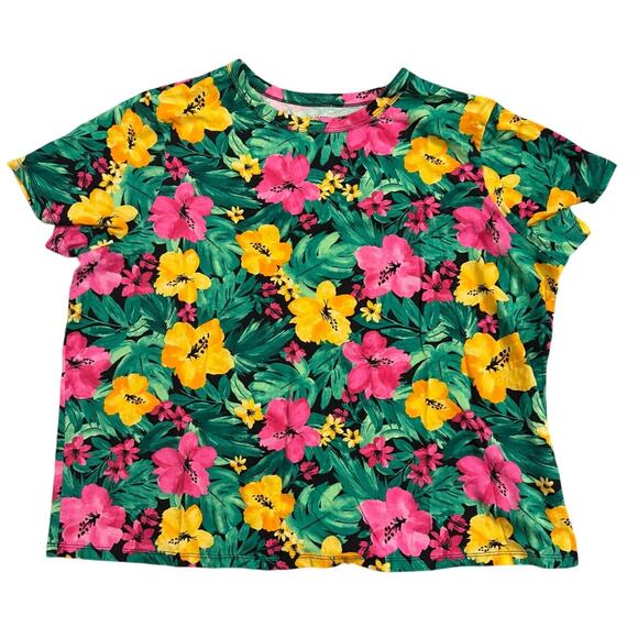 Old Navy Floral Cotton T-Shirt Tropical Print Tee Size XL - Picture 1 of 3